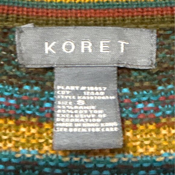 Koret Multicolor Button-Up Knit Cardigan Sweater With Striped Pattern & Decorati - Picture 2 of 5